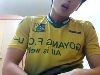 Korean Soccer Boy Masturbating with Ass Play